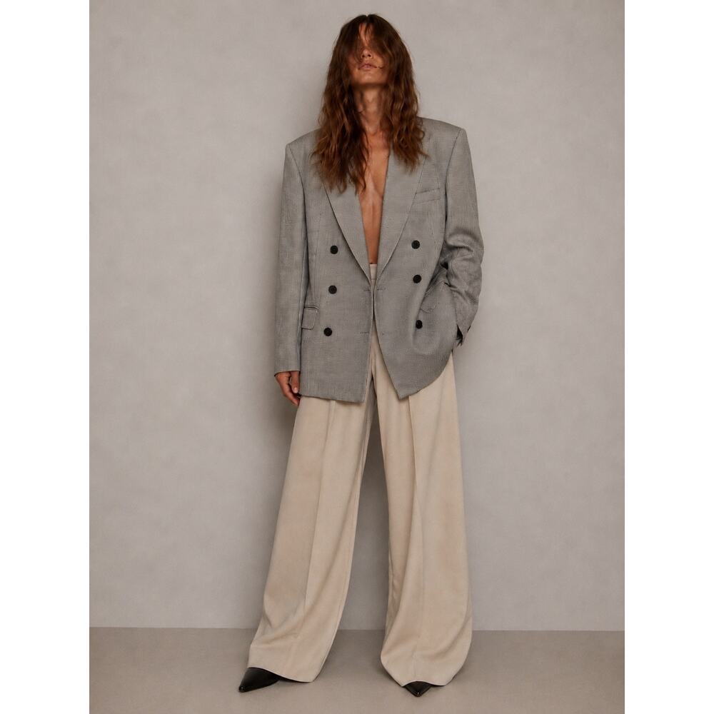 Vintage Yves Saint Laurent Oversized Double Breasted Blazer Jacket Gray Grey YSL